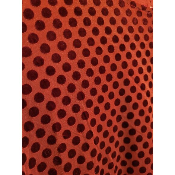 New Talbots Burgundy Burnout Velvet Polkadot 3/4 Sleeve Top Sz XL Cherry - Picture 3 of 7